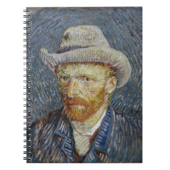 Van Gogh Self Portrait Grey Felt Hat Painting Art Notebook by Then_Is_Now at Zazzle