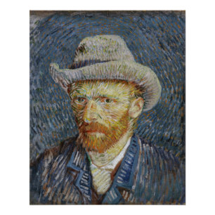 Van Gogh Self Portrait Grey Felt Hat Painting Art Poster