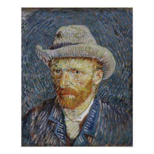 Van Gogh Self Portrait Grey Felt Hat Painting Art Poster