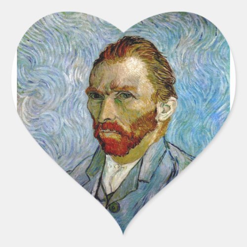 Van Gogh Self Portrait Heart Sticker