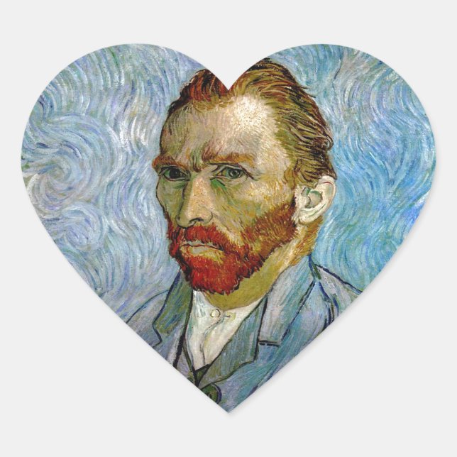 Van Gogh Self Portrait Heart Sticker (Front)
