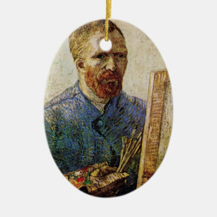 Van Gogh Self Portrait in Front of Easel Ceramic Ornament