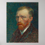 Van Gogh Self Portrait Poster<br><div class="desc">Self portrait print Vincent Van Gogh circa 1887 oil painting.</div>