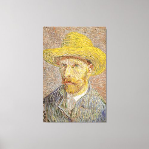 Van Gogh Self_Portrait Straw Hat Paris 1887_88 Canvas Print