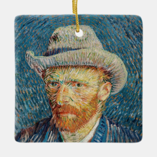 Van Gogh - Self Portrait with a Grey Felt Hat Ceramic Ornament (Front)