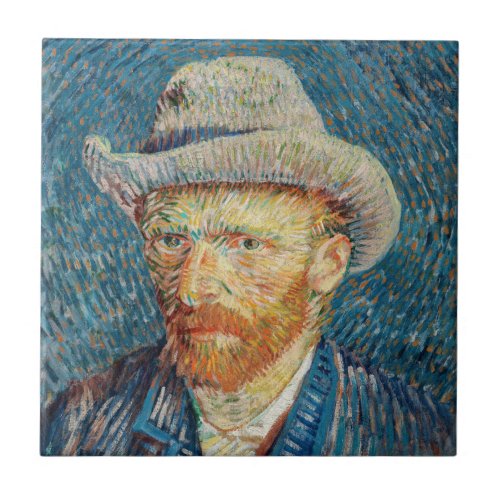 Van Gogh _ Self Portrait with a Grey Felt Hat Ceramic Tile