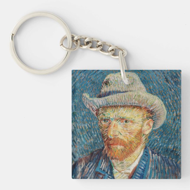 Van Gogh - Self Portrait with a Grey Felt Hat Keychain (Front)