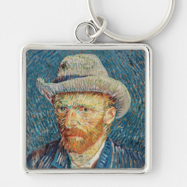Van Gogh - Self Portrait with a Grey Felt Hat Keychain (Front)
