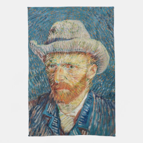 Van Gogh _ Self Portrait with a Grey Felt Hat Kitchen Towel