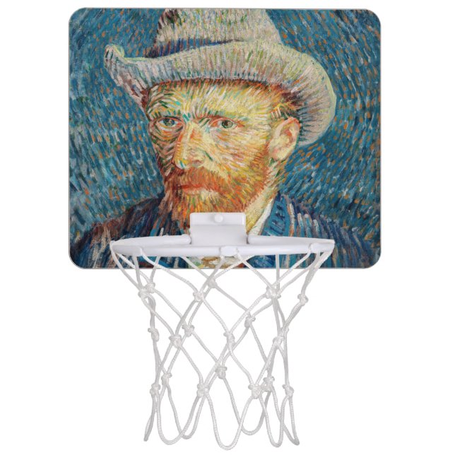 Van Gogh - Self Portrait with a Grey Felt Hat Mini Basketball Hoop (Front)