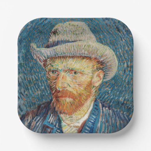 Van Gogh _ Self Portrait with a Grey Felt Hat Paper Plates