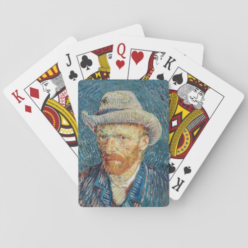 Van Gogh _ Self Portrait with a Grey Felt Hat Playing Cards