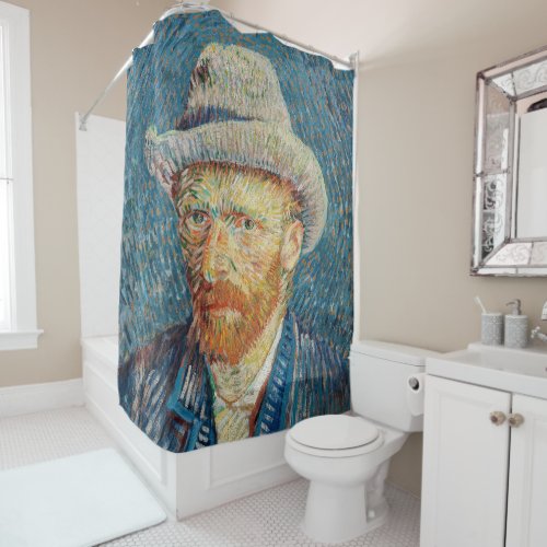 Van Gogh _ Self Portrait with a Grey Felt Hat Shower Curtain
