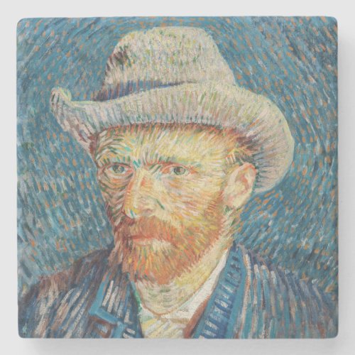 Van Gogh _ Self Portrait with a Grey Felt Hat Stone Coaster