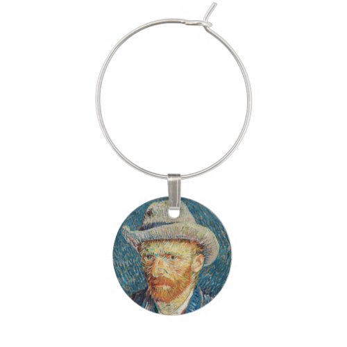 Van Gogh _ Self Portrait with a Grey Felt Hat Wine Charm