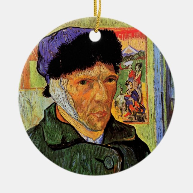 Van Gogh; Self Portrait with Bandaged Ear Ceramic Ornament (Front)