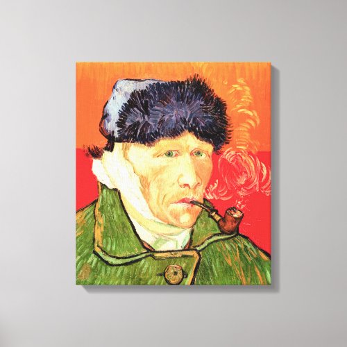 Van Gogh _ Self Portrait with Bandaged Ear  Pipe Canvas Print