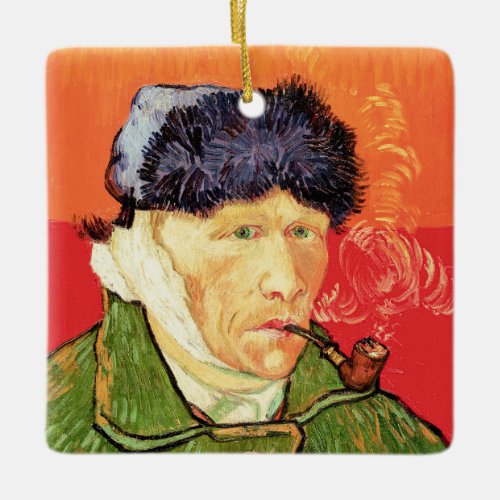 Van Gogh _ Self Portrait with Bandaged Ear  Pipe Ceramic Ornament