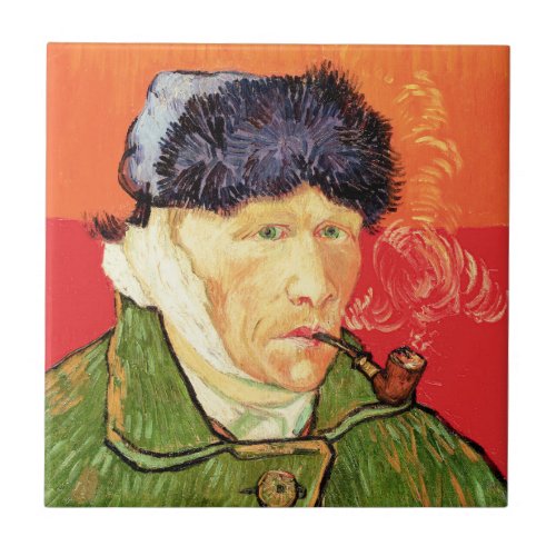 Van Gogh _ Self Portrait with Bandaged Ear  Pipe Ceramic Tile