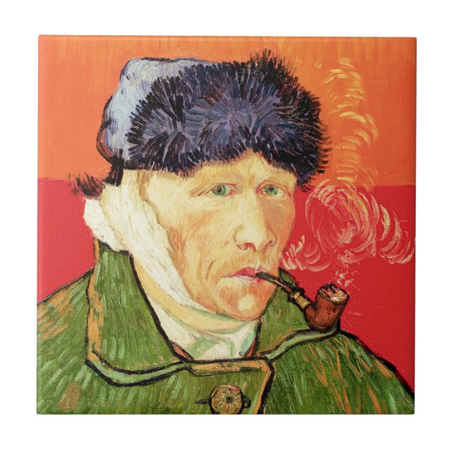 Van Gogh - Self Portrait with Bandaged Ear & Pipe Ceramic Tile (Front)