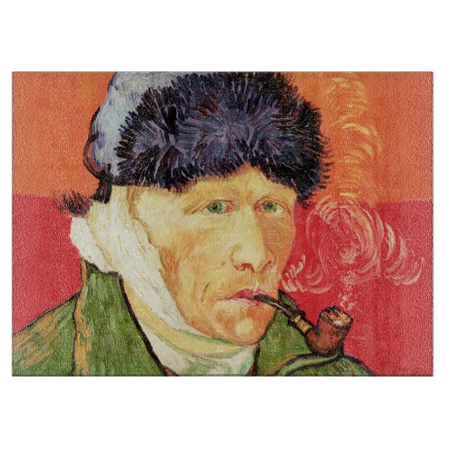 Van Gogh - Self Portrait with Bandaged Ear & Pipe Cutting Board (Front)
