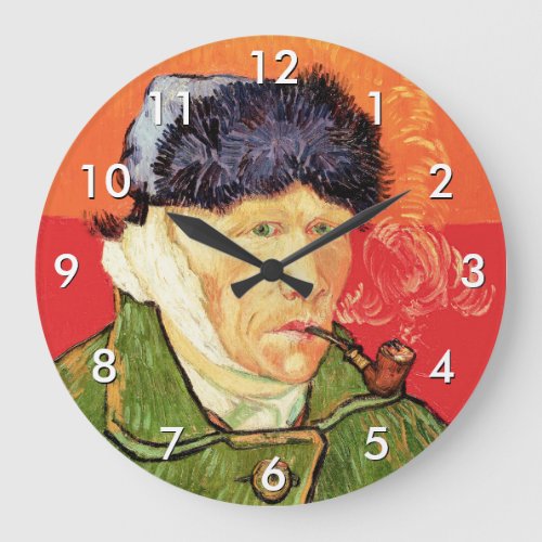 Van Gogh _ Self Portrait with Bandaged Ear  Pipe Large Clock