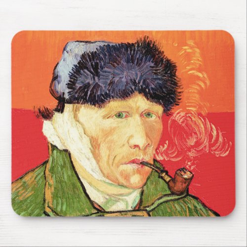 Van Gogh _ Self Portrait with Bandaged Ear  Pipe Mouse Pad