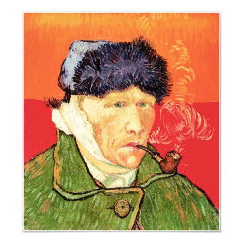 Van Gogh _ Self Portrait with Bandaged Ear  Pipe Photo Print