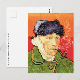Van Gogh - Self Portrait with Bandaged Ear & Pipe Postcard