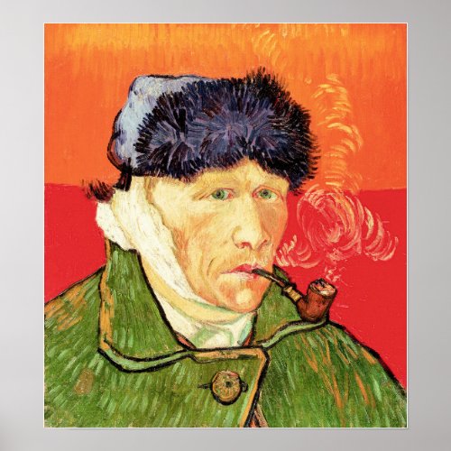 Van Gogh _ Self Portrait with Bandaged Ear  Pipe Poster