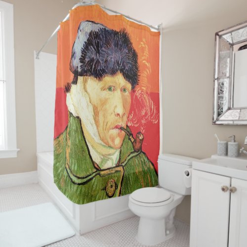 Van Gogh _ Self Portrait with Bandaged Ear  Pipe  Shower Curtain