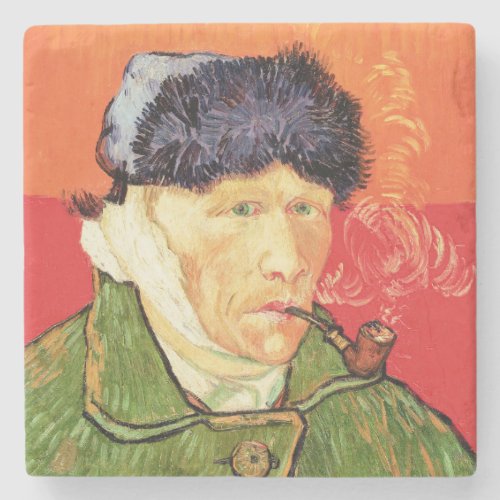 Van Gogh _ Self Portrait with Bandaged Ear  Pipe Stone Coaster