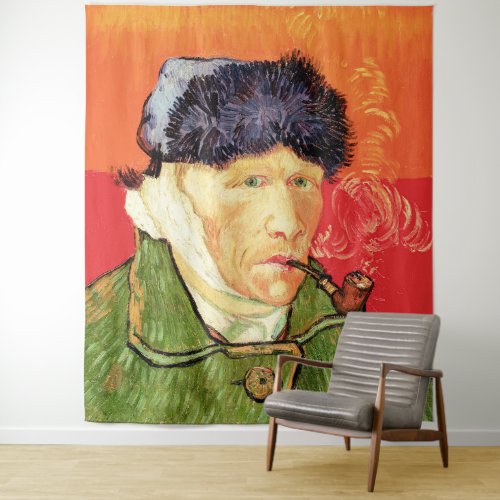 Van Gogh _ Self Portrait with Bandaged Ear  Pipe Tapestry