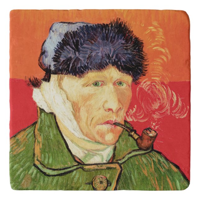 Van Gogh - Self Portrait with Bandaged Ear & Pipe Trivet (Front)