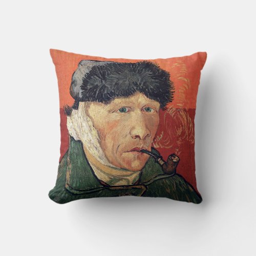 Van Gogh _ Self_Portrait with Bandaged Ear Throw P Throw Pillow