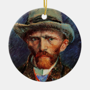 Van Gogh; Self Portrait with Grey Felt Hat Ceramic Ornament