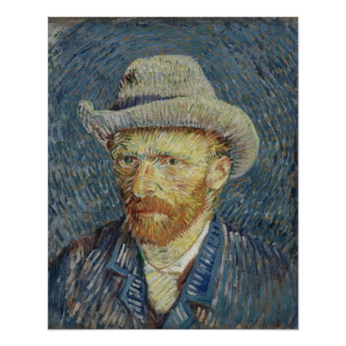 Van Gogh Self_Portrait with Grey Felt Hat Glossy Poster