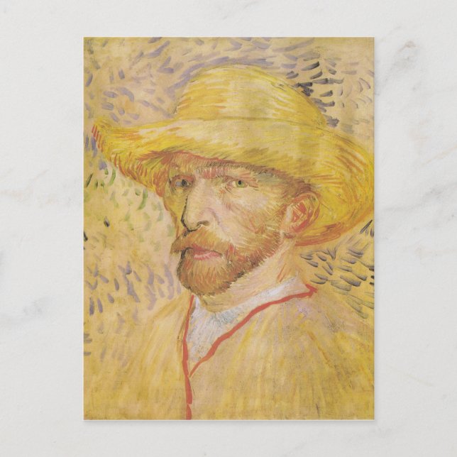 van Gogh - Self Portrait with Straw Hat (1887) Postcard (Front)