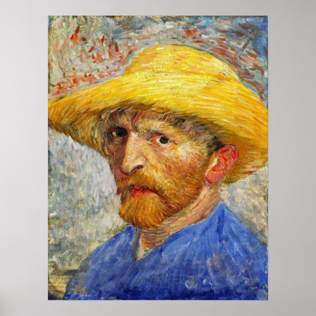Van Gogh - Self-Portrait With Straw Hat 1887 Poster (Front)