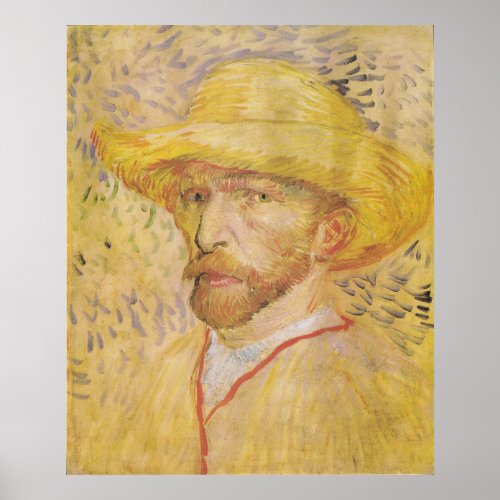 van Gogh _ Self Portrait with Straw Hat 1887 Poster