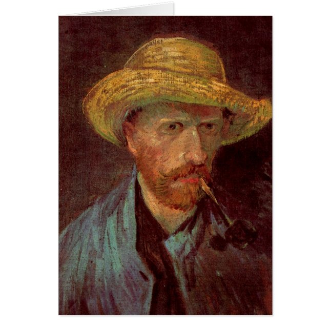 Van Gogh Self Portrait with Straw Hat and Pipe Cards (Front)