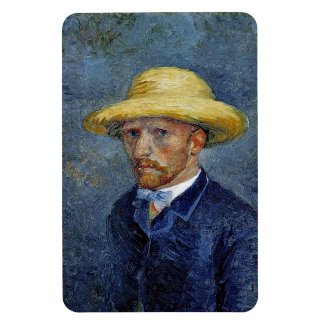 Van Gogh - Self-Portrait with Straw Hat Magnet (Vertical)