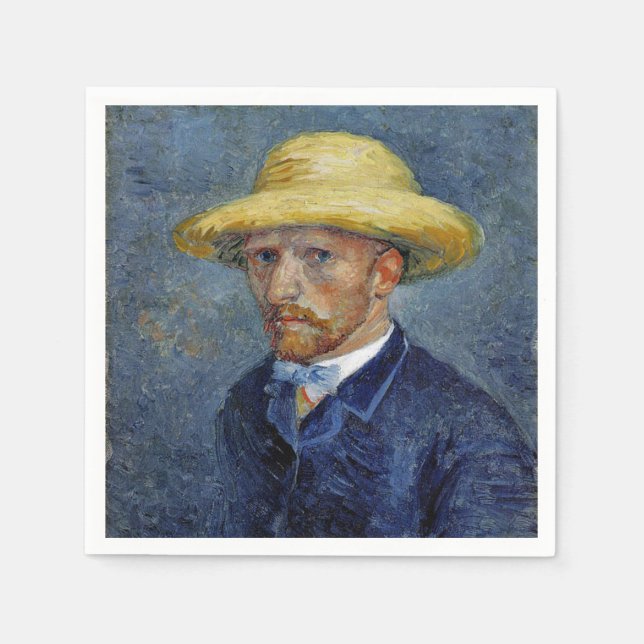 Van Gogh - Self-Portrait with Straw Hat Napkins (Front)