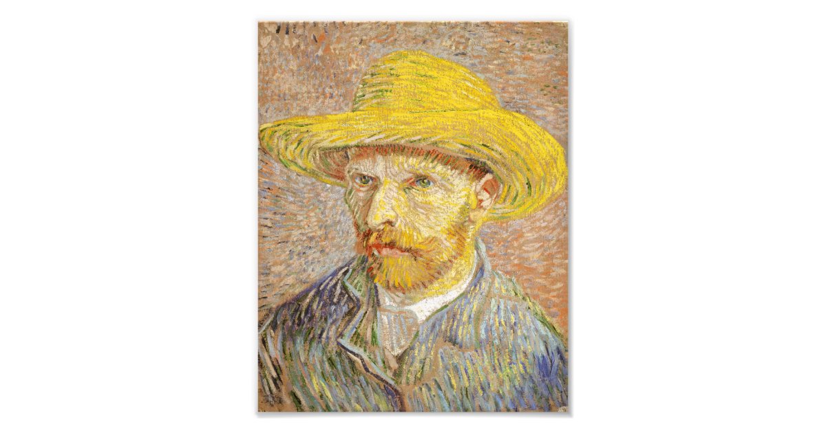 Van Gogh Self Portrait With Straw Hat Print Zazzle Com