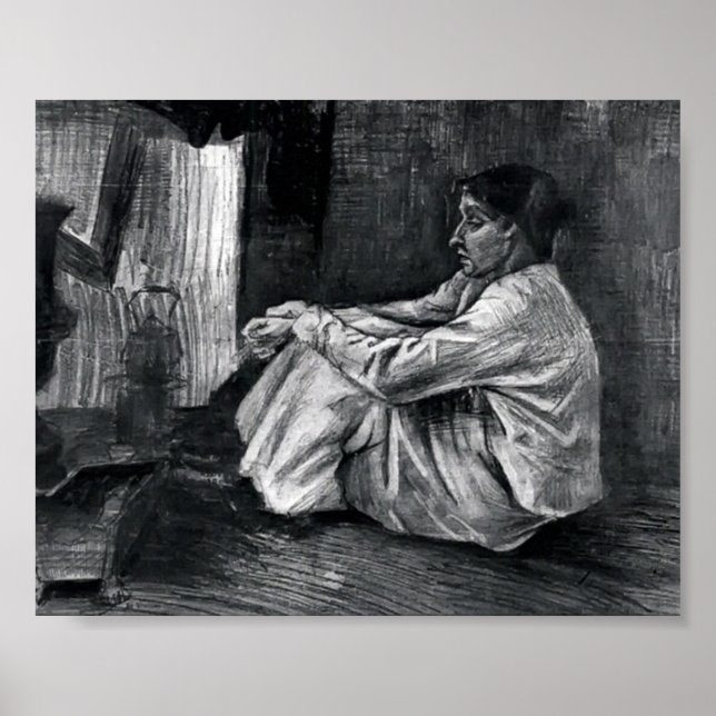 Van Gogh - Sien with Cigar Sitting on the Floor Poster (Front)