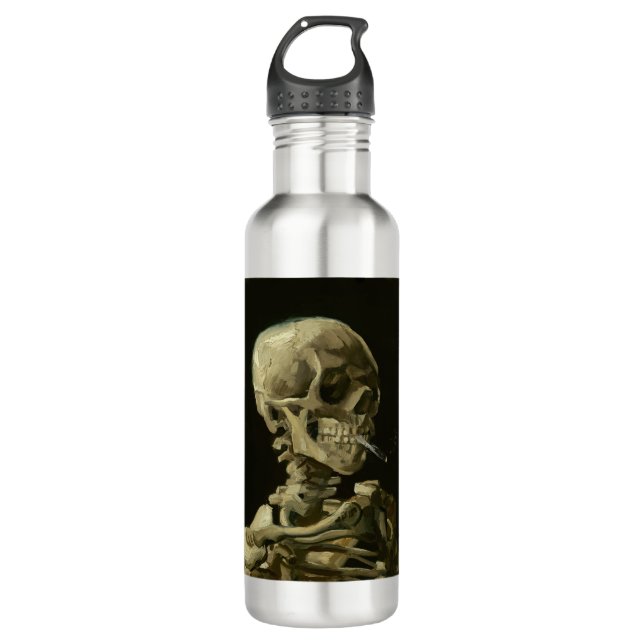 van gogh Skull Stainless Steel Water Bottle (Front)
