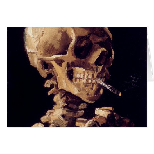 van gogh - skull with a burning cigarette cards (Front Horizontal)