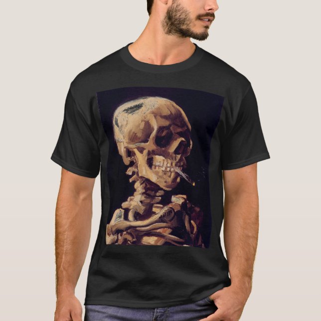 van gogh - skull with a burning cigarette T-Shirt (Front)