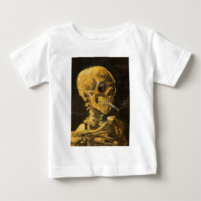 Van Gogh Skull with Burning Cigarette Baby T-Shirt (Front)