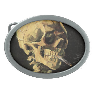 Van Gogh Skull with Burning Cigarette Belt Buckle